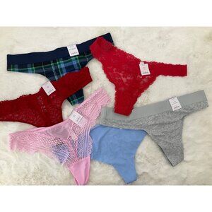 Auden size XL (16) THONG lot 6 pairs Women's NEW Cotton & Lace